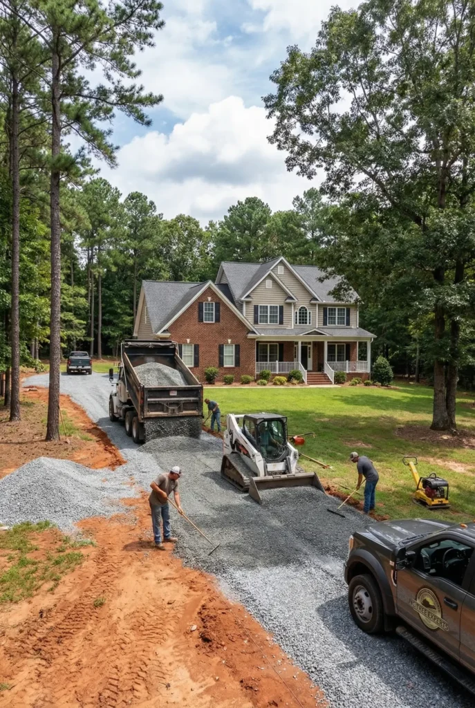 gravel driveway installation Raleigh NC residential property gravel driveway contractors Charlotte NC driveway construction residential gravel driveway Lexington NC installation crushed stone driveway Greensboro NC construction gravel driveway installation Winston-Salem NC home gravel driveway grading North Carolina residential property long gravel driveway installation Raleigh NC gravel driveway construction Charlotte NC rural property gravel driveway repair Lexington NC residential crushed stone driveway installation Greensboro NC