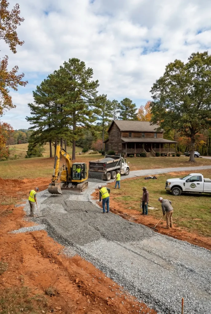 gravel driveway installation Raleigh NC residential property gravel driveway contractors Charlotte NC driveway construction residential gravel driveway Lexington NC installation crushed stone driveway Greensboro NC construction gravel driveway installation Winston-Salem NC home gravel driveway grading North Carolina residential property long gravel driveway installation Raleigh NC gravel driveway construction Charlotte NC rural property gravel driveway repair Lexington NC residential crushed stone driveway installation Greensboro NC