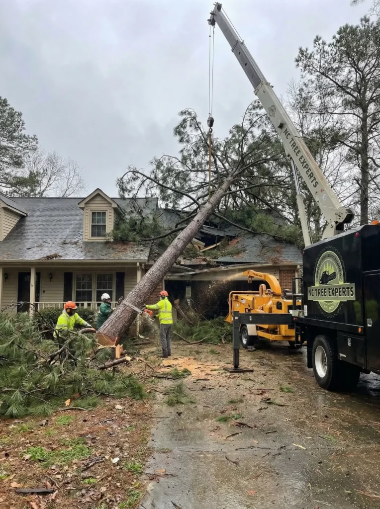 emergency tree removal Raleigh NC after storm fallen tree removal service Charlotte NC emergency tree service Lexington NC removing large tree storm damaged tree removal Greensboro NC emergency tree removal Winston-Salem NC near home tree fell on house emergency removal North Carolina dangerous leaning tree emergency removal service storm damage tree cleanup Raleigh NC large uprooted tree removal Charlotte NC emergency tree removal crew removing storm tree